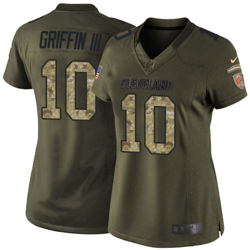 Women's Limited Robert Griffin III Nike Jersey Green - #10 Salute to Service NFL Cleveland Browns